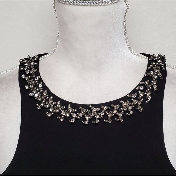 VINTAGE Express Black Beaded Crystal Racerback Sheath Cocktail Dress Statement - Picture 6 of 15